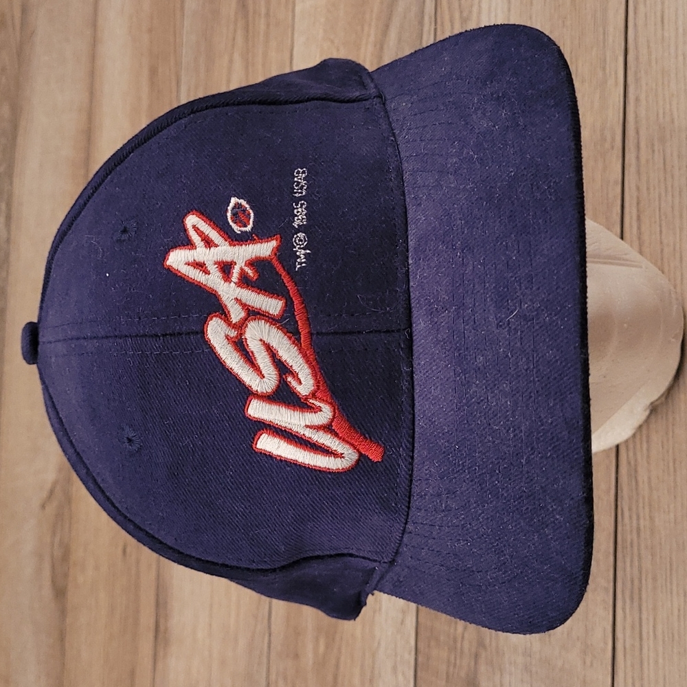 USA BASKETBALL Olympic Vintage Navy White Embroidered Snapback Cap Hat 90s RARE